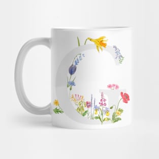 botanical monogram alphabet g wildflowers Mug